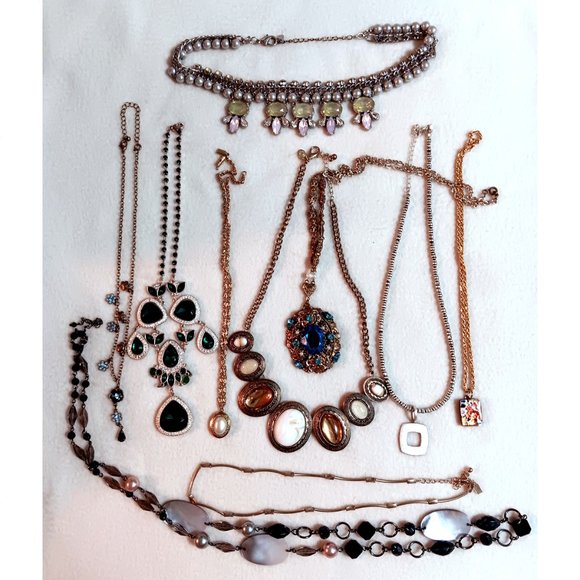Lot of 10 costume necklaces most signed SAO, Murano, Lady Remington, 1928, Loft - Picture 1 of 6